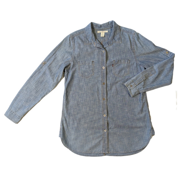 Levi's San Francisco Tunic Length Chambray Shirt Size Medium - Picture 1 of 8